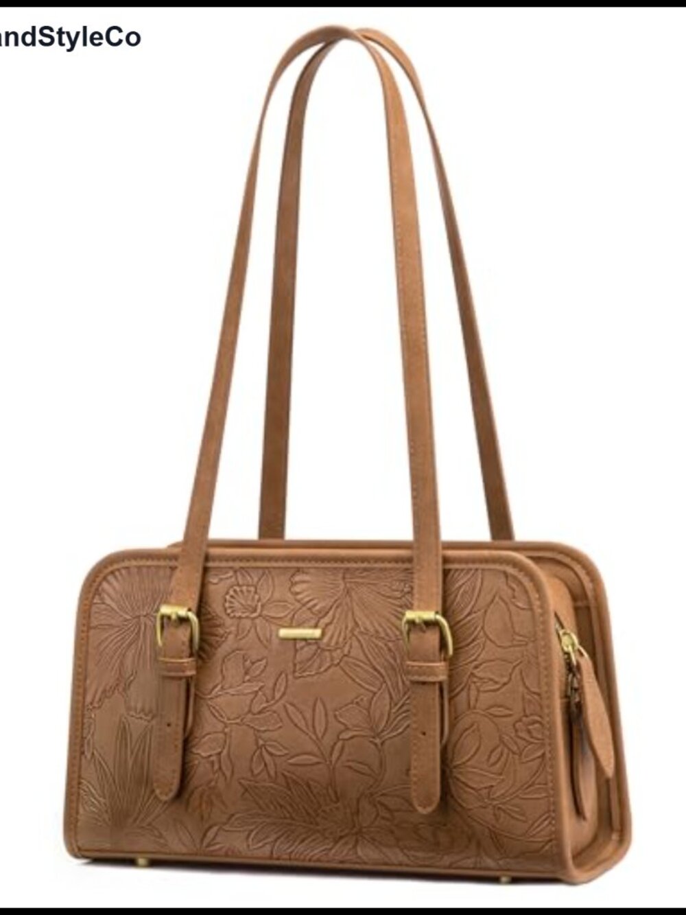 Vegan Leather Swing Zip Shoulder Bag with Cherry Pendant